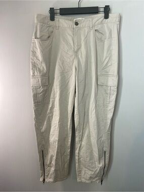 Coldwater Creek Light Beige Cargo Pants with Ankle Zippers
